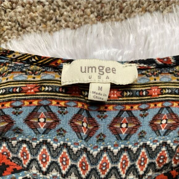 Umgee Dress Boho Floral Tribal Aztec Lightweight Multicolor Half Sleeve Medium - Picture 7 of 8
